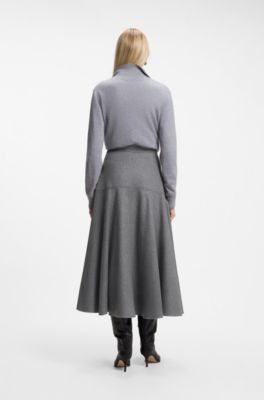 Falda evas&eacute; en franela jaspeada, Gris claro