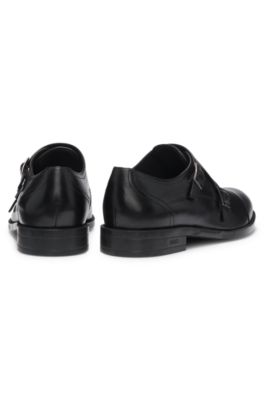 Chaussures en cuir &agrave; double bride, Noir