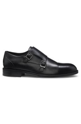 Chaussures en cuir &agrave; double bride, Noir
