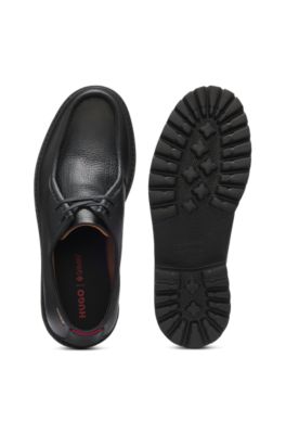 Moccasin-inspired Derby shoes in tumbled leather, Black