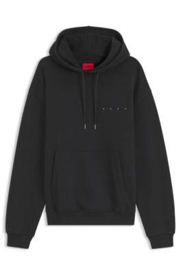 Cotton hoodie with spaced logo and back graphic, Black