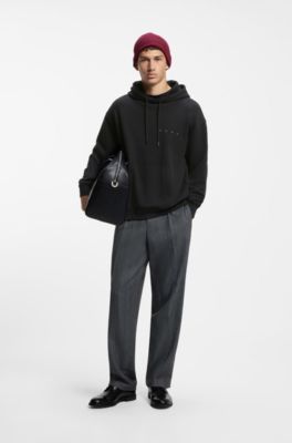 Cotton hoodie with spaced logo and back graphic, Black