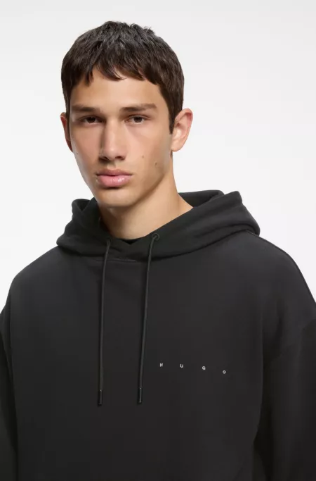 Cotton hoodie with spaced logo and back graphic