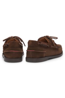 Boat shoes in mixed suede, Light Brown