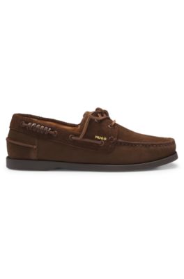 Boat shoes in mixed suede, Light Brown