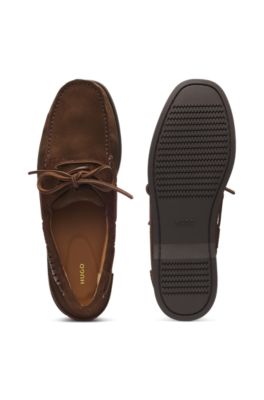 Boat shoes in mixed suede, Light Brown