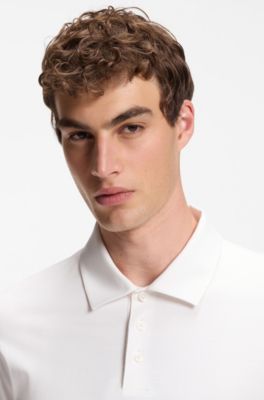 Polo slim fit de algod&oacute;n mercerizado, Blanco