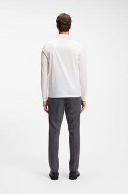 Polo slim fit de algod&oacute;n mercerizado, Blanco