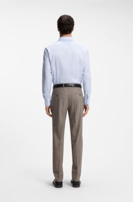 Slim-fit shirt in wrinkle-resistant gingham-check cotton, Light Blue