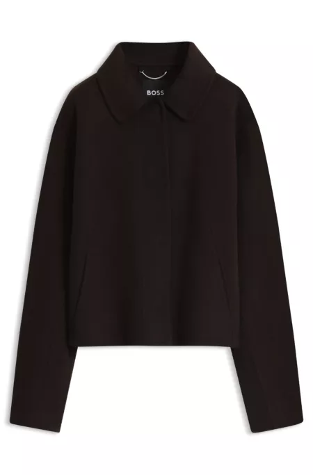 Melange wool-blend coat with a point collar