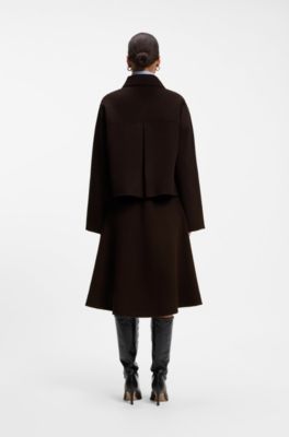 Melange wool-blend coat with a point collar, Brown