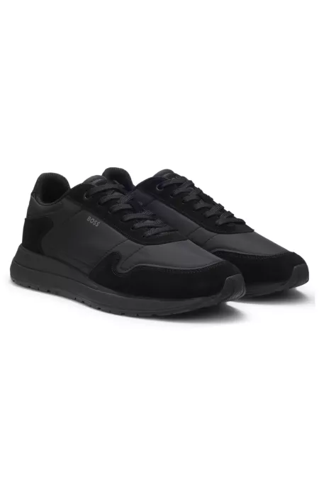 Lace-up sneakers in lightweight fabric with suede trims