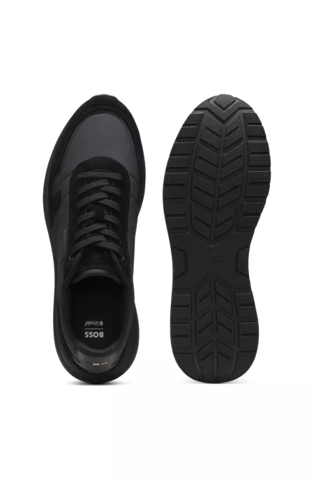 Lace-up sneakers in lightweight fabric with suede trims