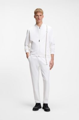 Lace-up sneakers in lightweight fabric with suede trims, Black