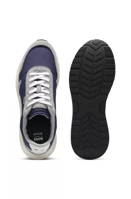 Lace-up sneakers in lightweight fabric with suede trims