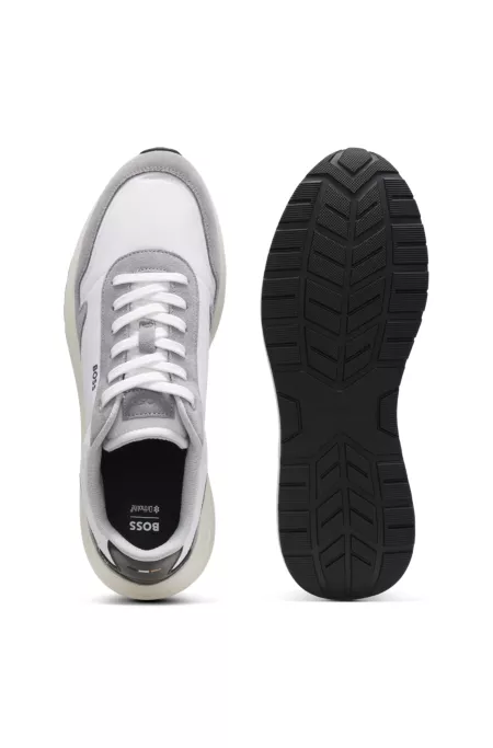 Lace-up sneakers in lightweight fabric with suede trims