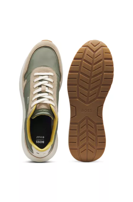 Lace-up sneakers in lightweight fabric with suede trims
