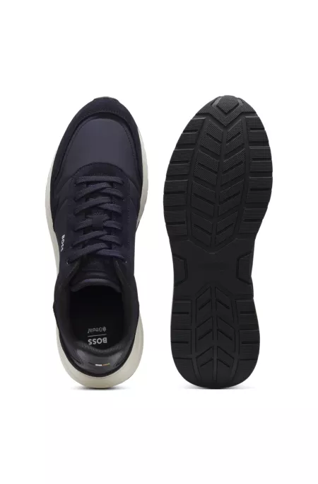 Lace-up sneakers in lightweight fabric with suede trims