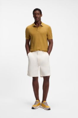 Lace-up sneakers in lightweight fabric with suede trims, Light Yellow