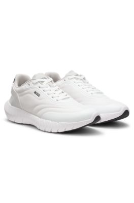 Deportivas de estilo running con apliques de piel, Blanco