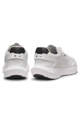 Deportivas de estilo running con apliques de piel, Blanco