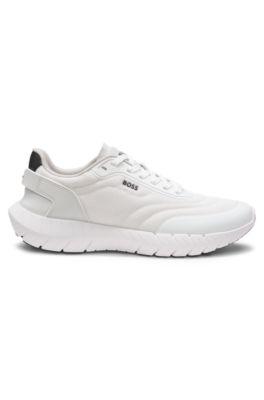Deportivas de estilo running con apliques de piel, Blanco