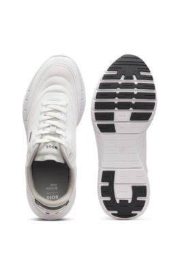 Running sneakers with leather trims, White