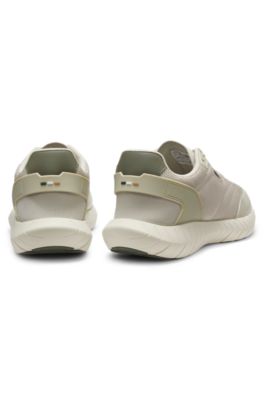 Running sneakers with leather trims, Light Beige