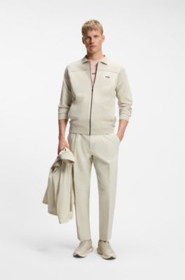 Running sneakers with leather trims, Light Beige