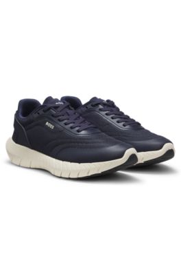 Running sneakers with leather trims, Dark Blue