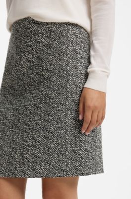 Slim-fit pencil skirt with herringbone pattern, Patterned
