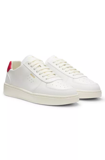 Leather sneakers with gold-tone logo