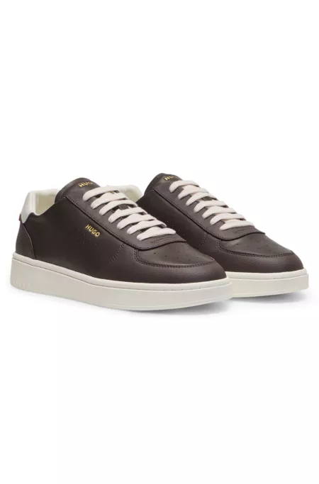 Leather sneakers with gold-tone logo