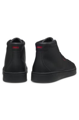 High-top sneakers in faux leather, Black