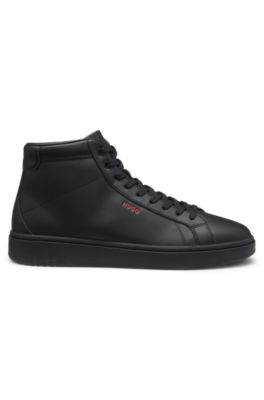 High-top sneakers in faux leather, Black
