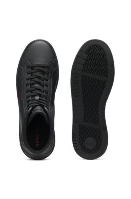 High-top sneakers in faux leather, Black