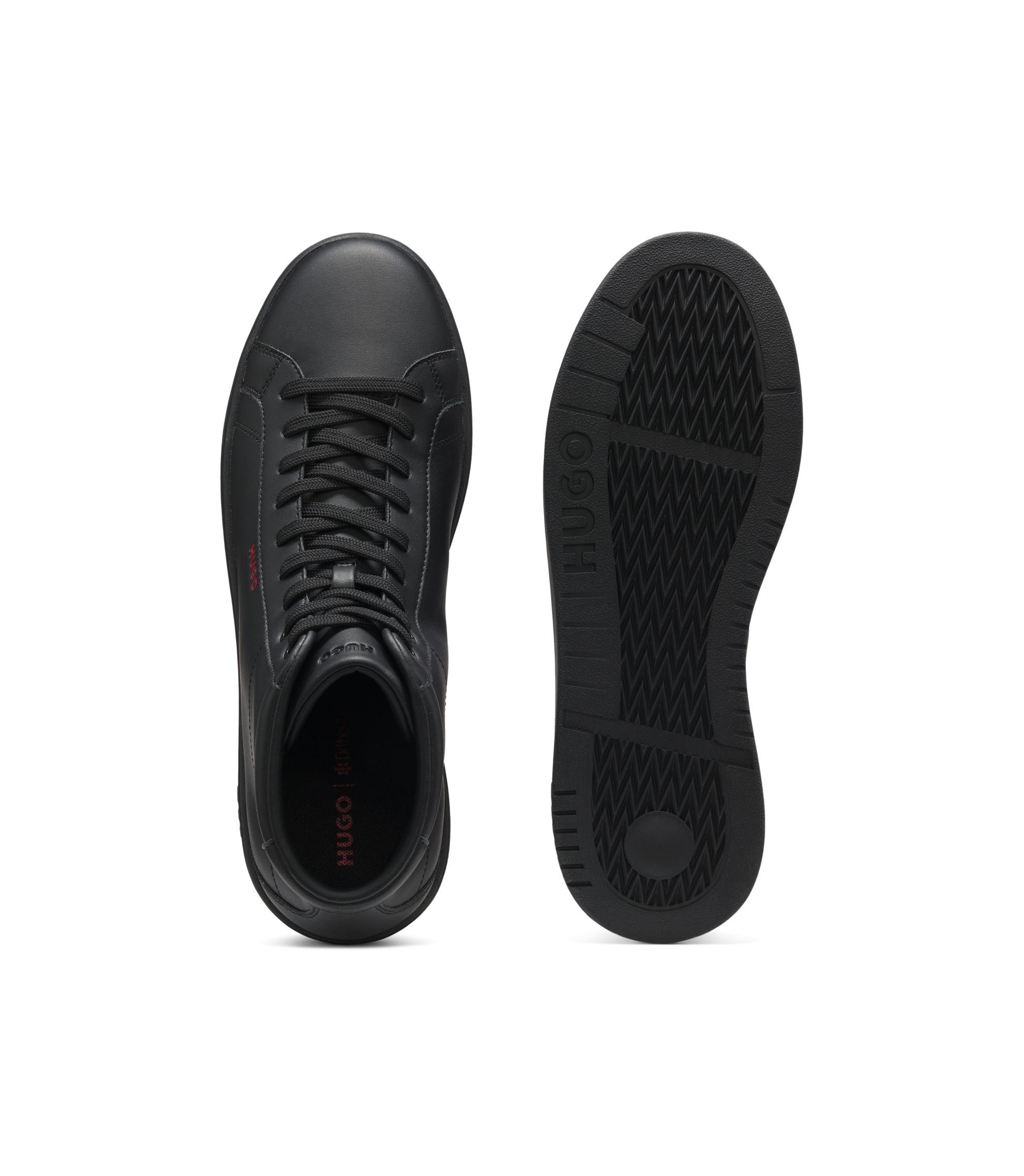 HUGO - High-top sneakers in faux leather - Black