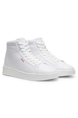High-top sneakers in faux leather, White