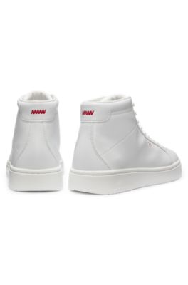 High-top sneakers in faux leather, White