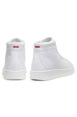 High-top sneakers in faux leather, White