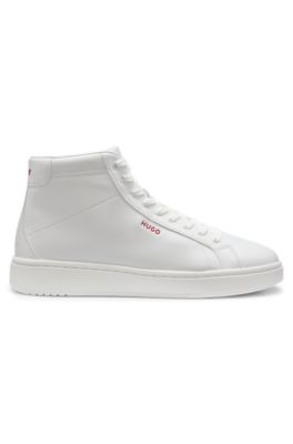 High-top sneakers in faux leather, White