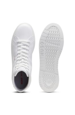 High-top sneakers in faux leather, White