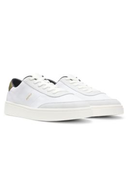 Cupsole sneakers with gold-printed logo, White