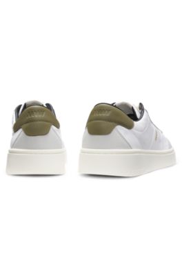 Cupsole sneakers with gold-printed logo, White
