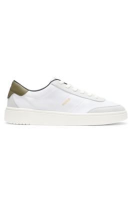 Cupsole sneakers with gold-printed logo, White
