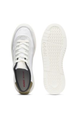 Cupsole sneakers with gold-printed logo, White