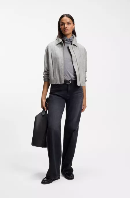 Regular-fit jacket in striped flannel