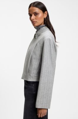 Regular-fit jacket in striped flannel, Patterned