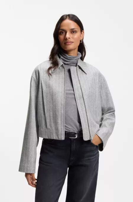Regular-fit jacket in striped flannel