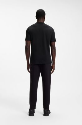 Camiseta de punto de algod&oacute;n con logo estampado, Negro